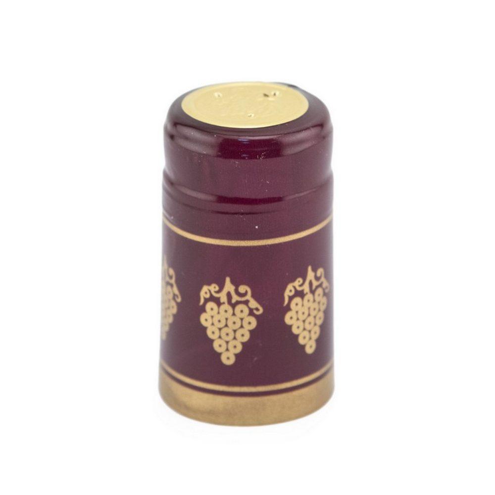 Burgundy/Gold Grapes | Shrink Cap Pack of 100 (30.5 x 55 mm | 1.2 x 2.16 in)