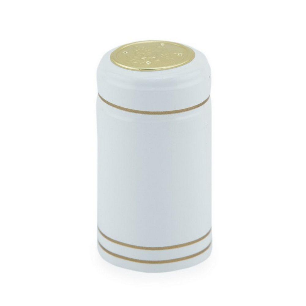 White w/Gold Stripe | Shrink Cap Pack of 100 (30.5 x 55 mm | 1.2 x 2.16 in)*