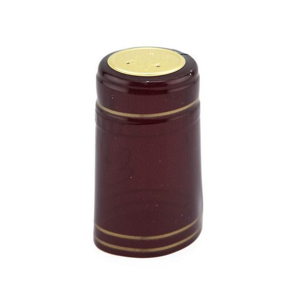 Burgundy/Gold Stripe | Shrink Cap Pack of 100 (30.5 x 55 mm | 1.2 x 2.16 in)