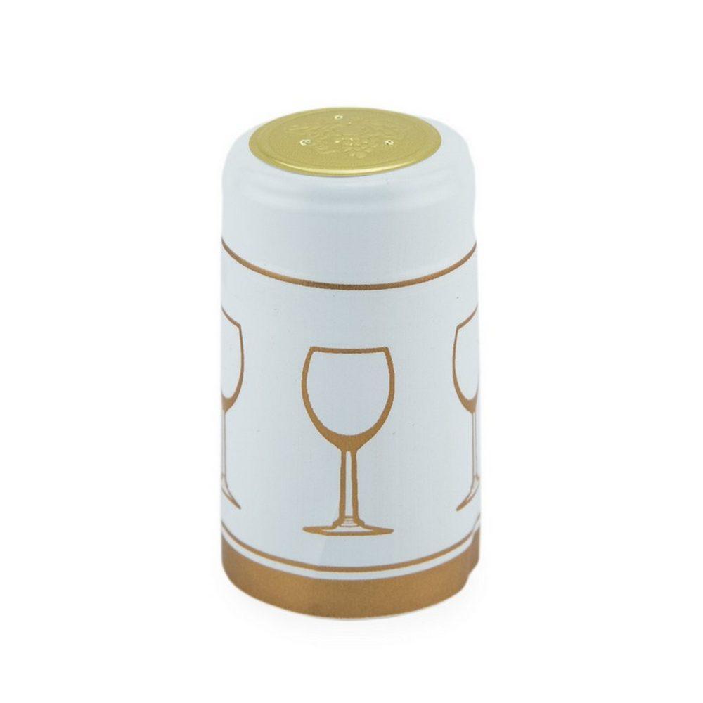 White/Gold Glass | Shrink Cap Pack of 100 (30.5 x 55 mm | 1.2 x 2.16 in)*