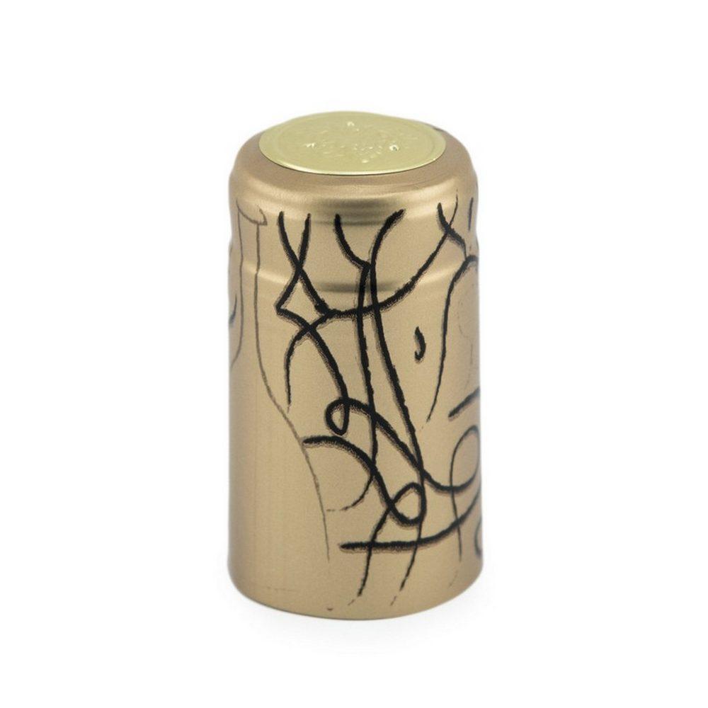 Funky Black on Gold | Shrink Cap Pack of 100 (30.5 x 55 mm | 1.2 x 2.16 in)